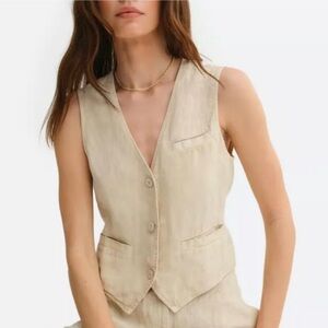Mate the label organic linen vest in natural color size medium